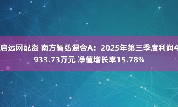 启远网配资 南方智弘混合A：2025年第三季度利润4933.73万元 净值增长率15.78%